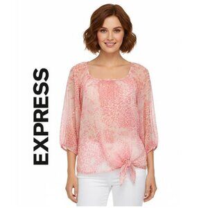 EXPRESS, pink 3/4 sleeve blouse with side tie